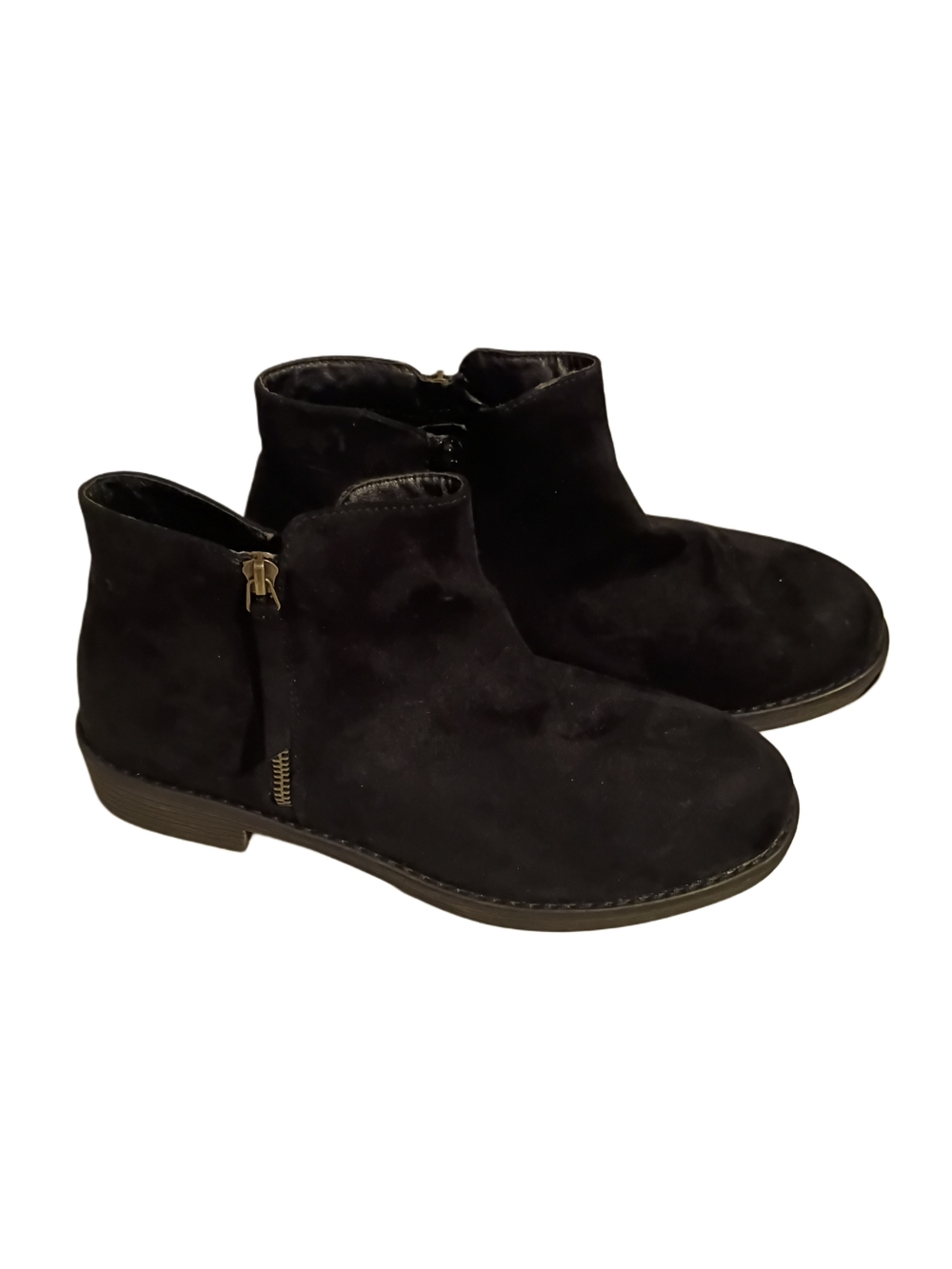Women's Black Suede Ankle Booties with Side Zip